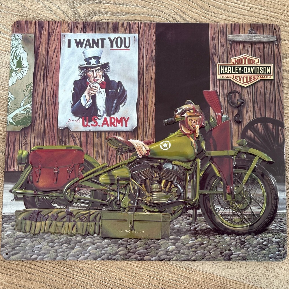 Harley-Davidson Freedom Riders Embossed Tin Sign 15x13 Army Uncle Sam 2010551